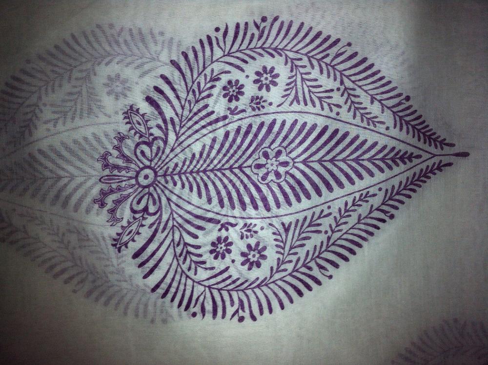 White with Purple Leaf Sarong
