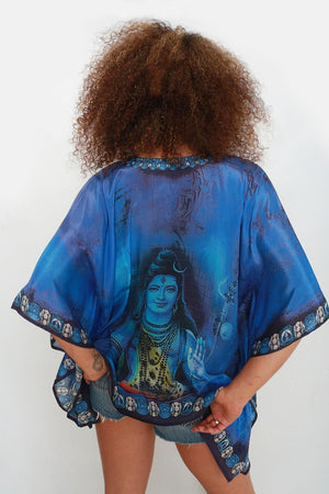 Lord Shiva Kaftan Top in Blue