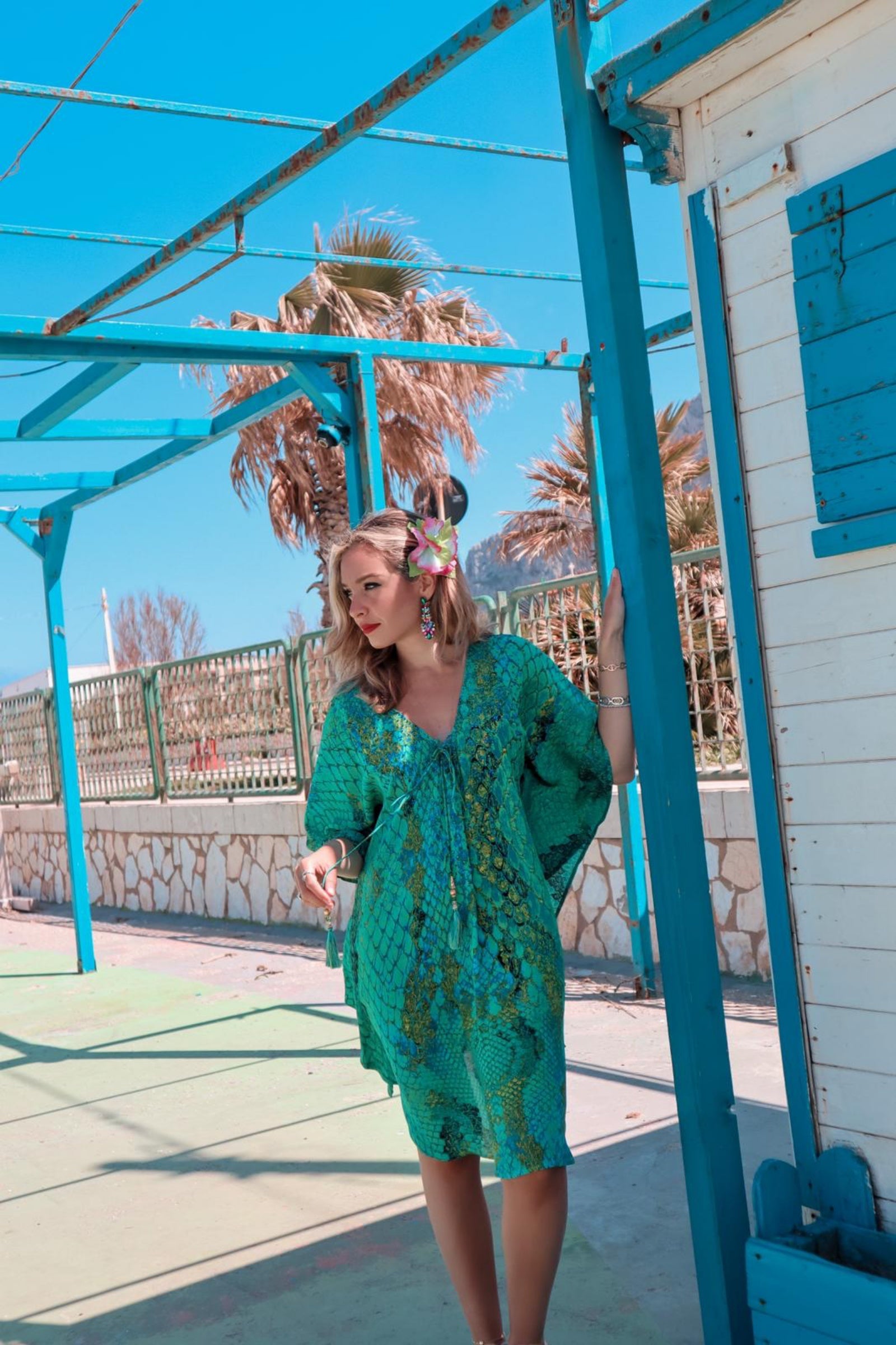 Kaa Kaftan in Hot Pink Python Print