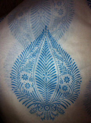 White with Blue Leaf Sarong