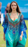 Kitten Beachwear Brigitte Kaftan in blue and green