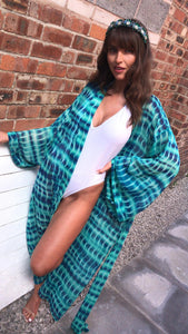 Niko Maxi Kimono in Tie Dye