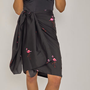 Black Sarong in Flamingo