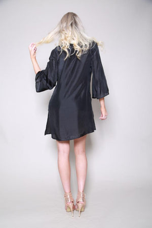 Jaipur Silk Beaded  Black Kaftan Shirt Dress