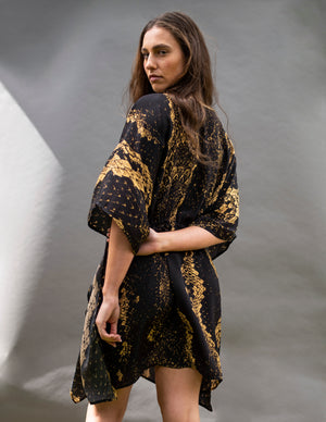 Selina Black Python Knee Caftan