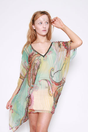 Guardalavaca Cuba Paisley Printed Sequinned Kaftan