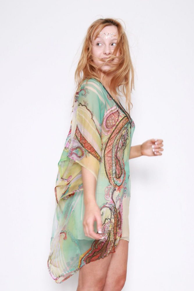 Guardalavaca Cuba Paisley Printed Sequinned Kaftan