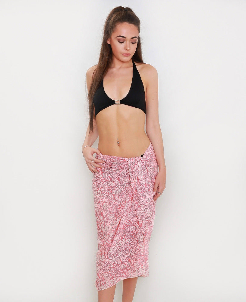 Coral Printed Floral Sarong