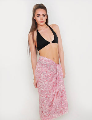 Coral Printed Floral Sarong