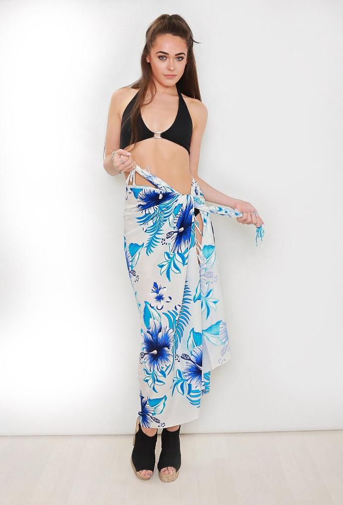 Hibiscus Flower in Blue and white Sarong