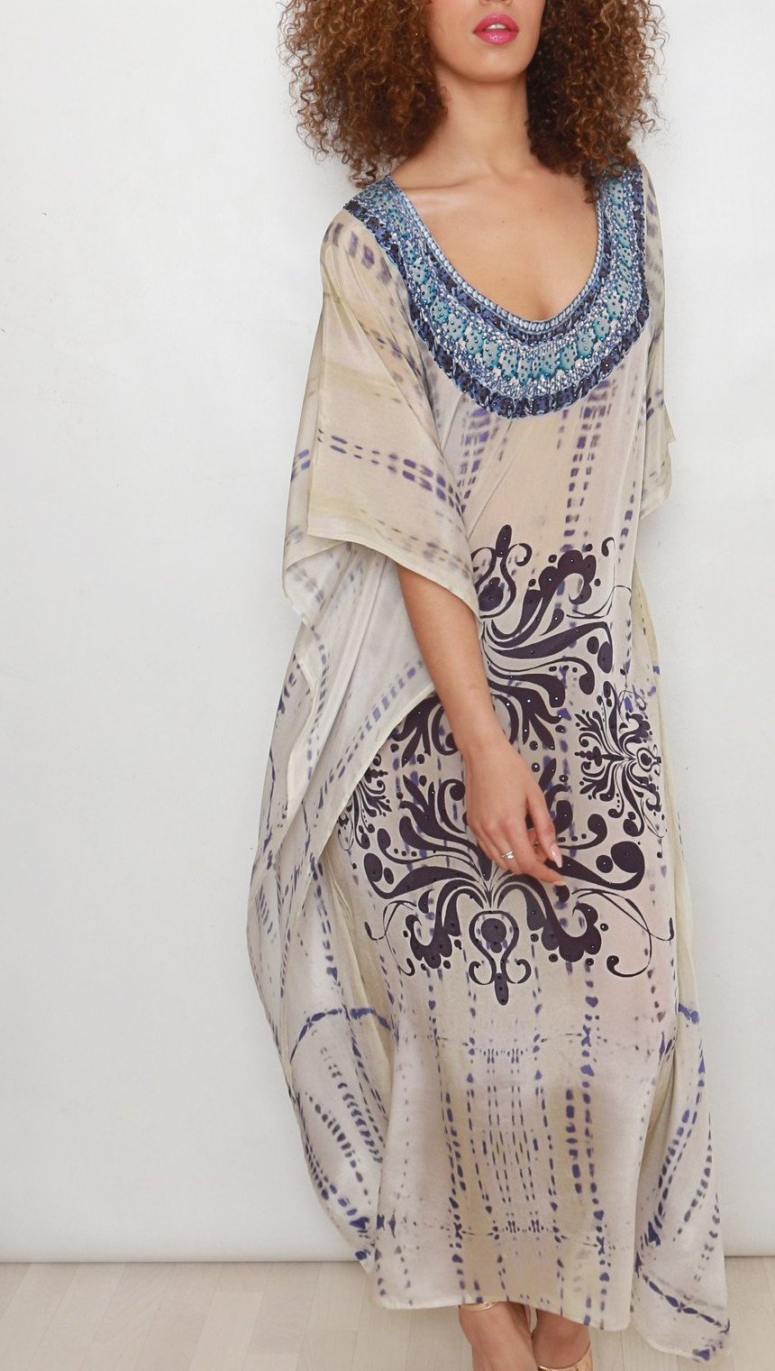 Nica Blue Printed Maxi Kaftan