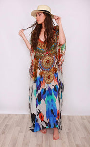 Jasmin Silk Printed Maxi Kaftan