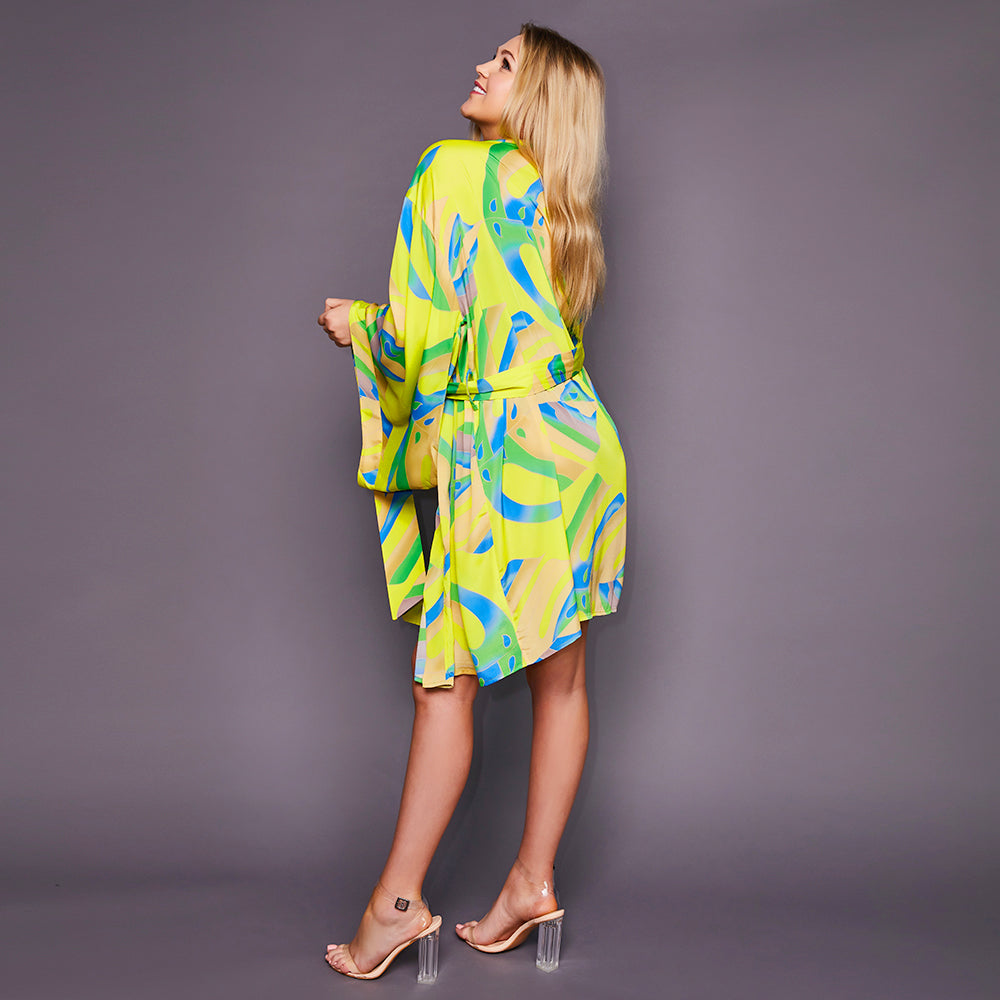 Niko Kimono in Yellow Palm