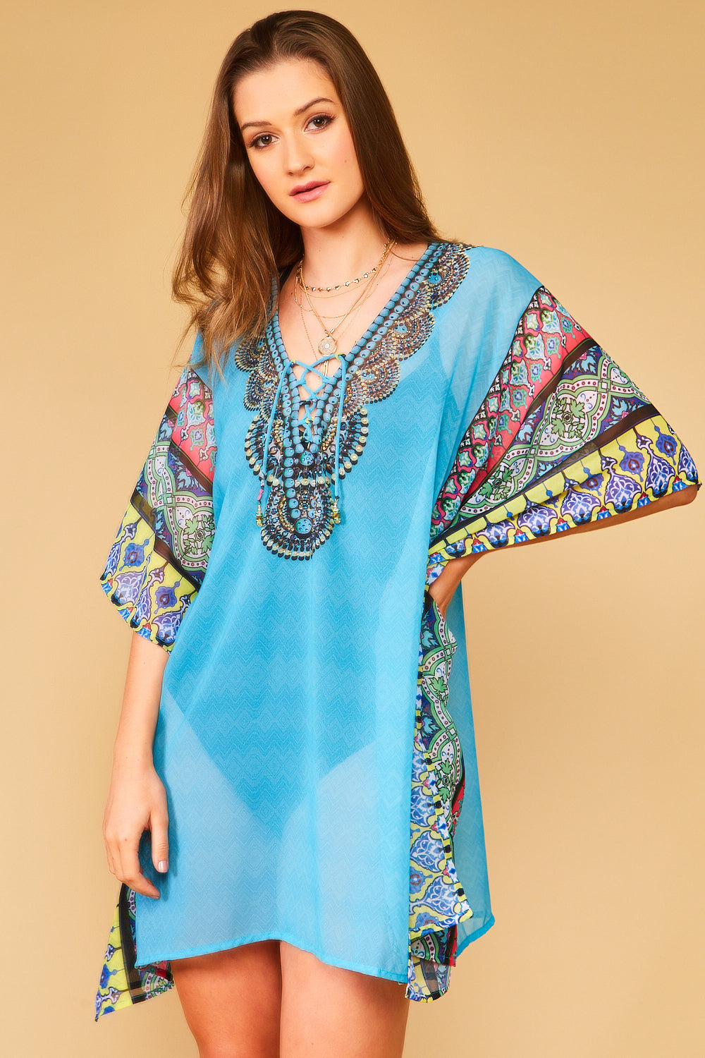 Mabel Sheer Blue Kaftan