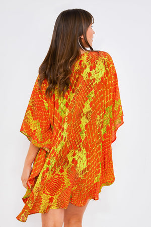 Kaa Tassel Kaftan in Orange Python