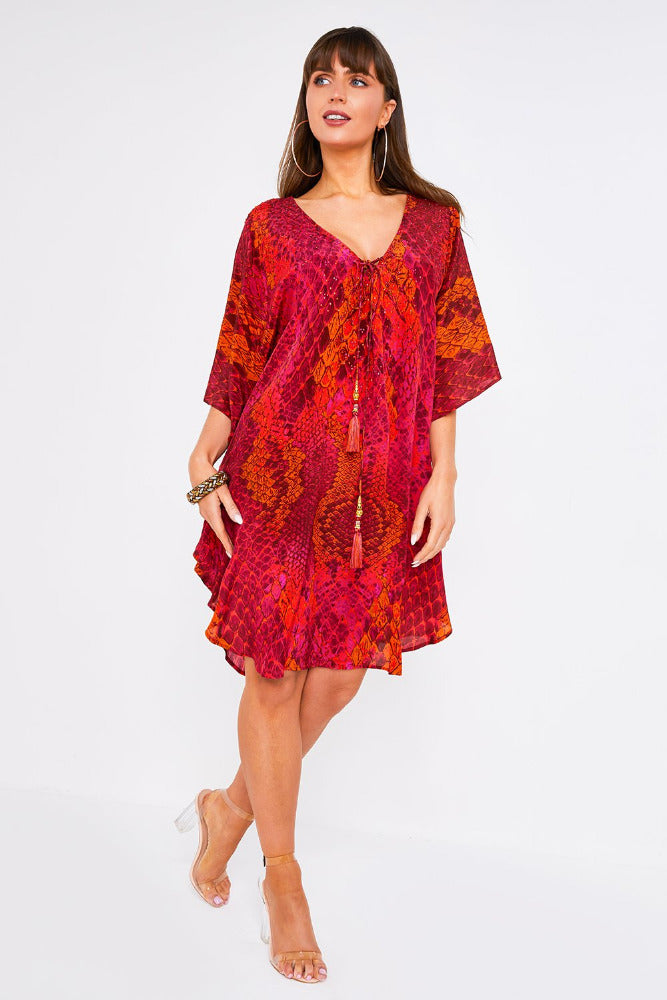 Kaa Tassel Kaftan in Raspberry Python