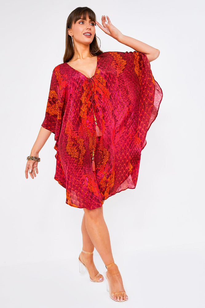 Kaa Tassel Kaftan in Raspberry Python