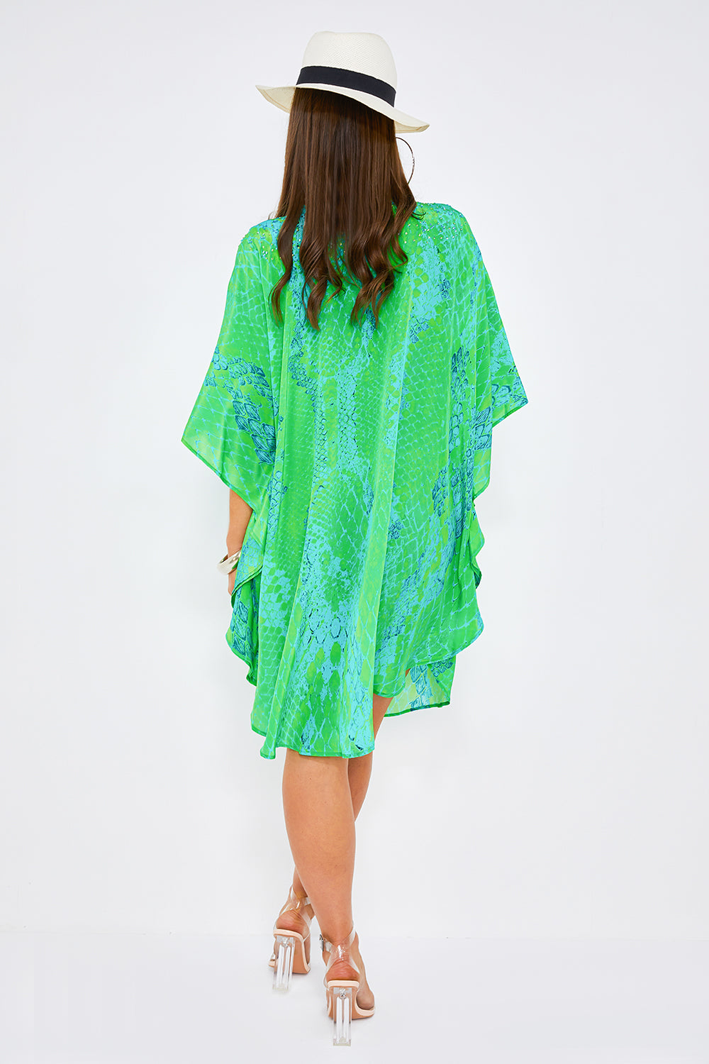 Kaa Tassel Kaftan in Lime Python