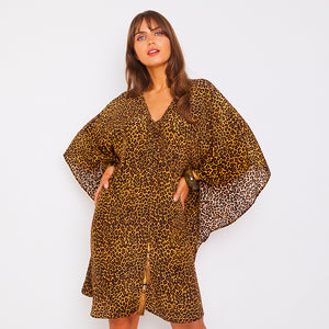 Kitten Beachwear Arya Kaftan in Leopard