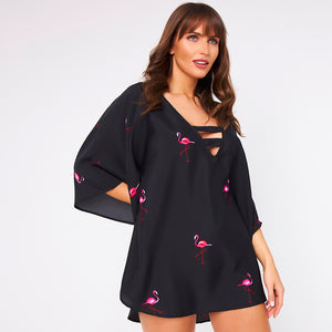 Kitten Beachwear Bibi Kaftan in Flamingo