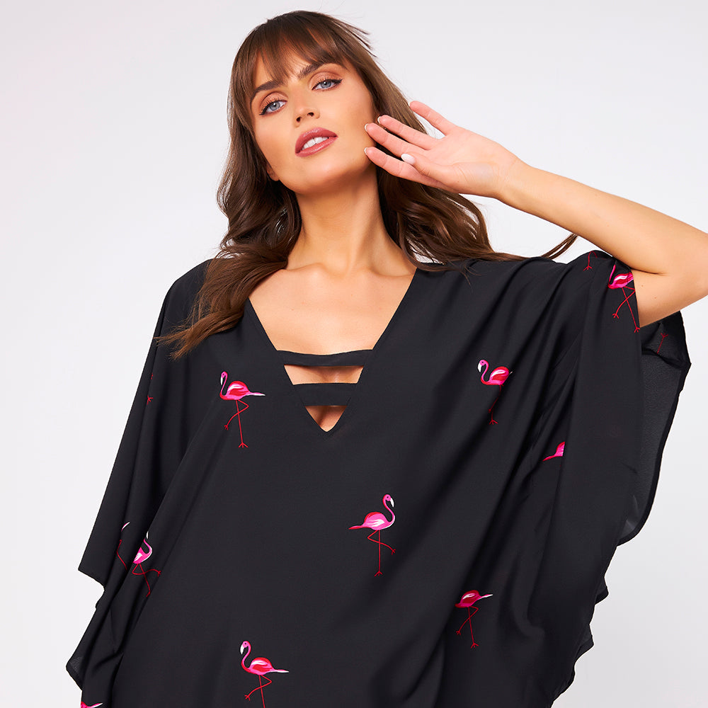 Kitten Beachwear Bibi Kaftan in Flamingo