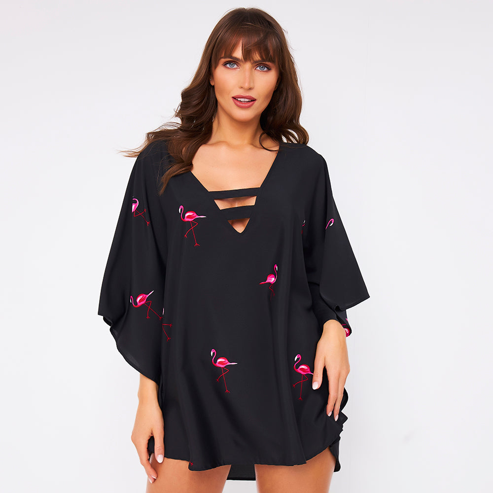 Kitten Beachwear Bibi Kaftan in Flamingo