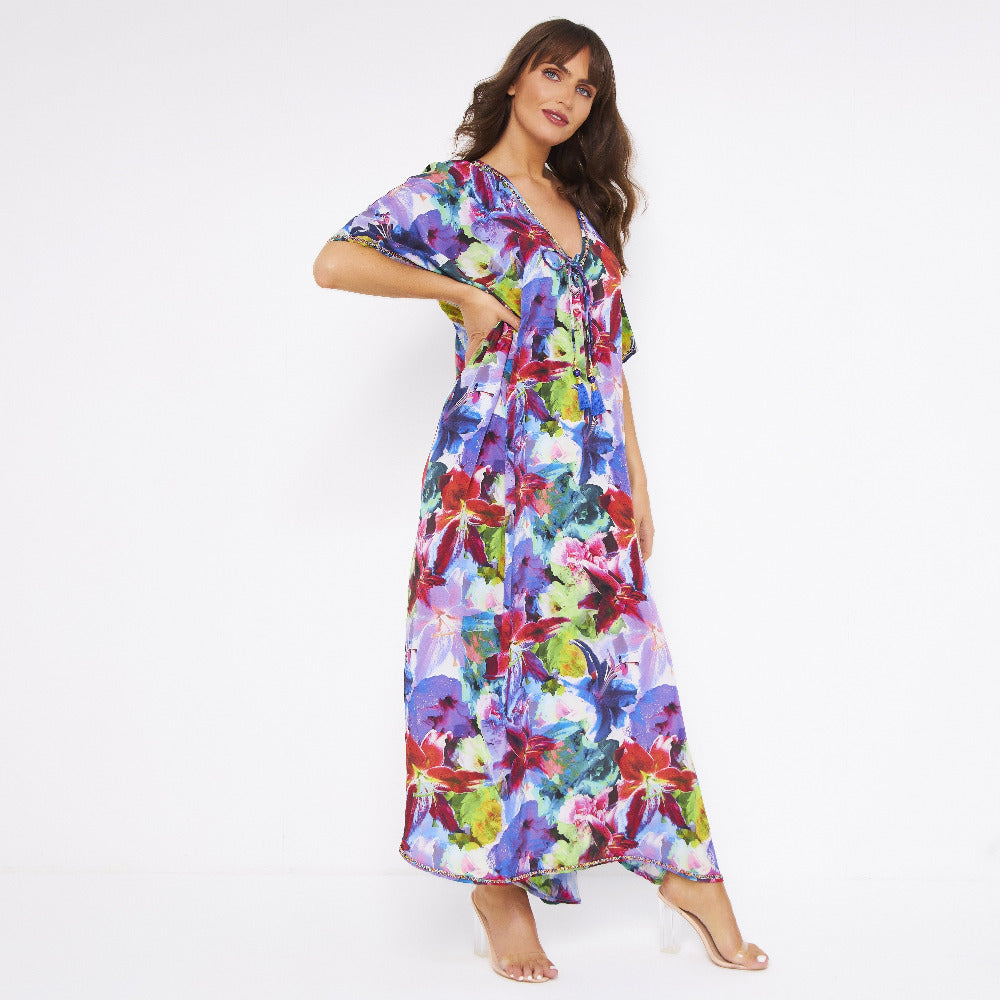 Kitten Beachwear Silk Maxi Kaftan