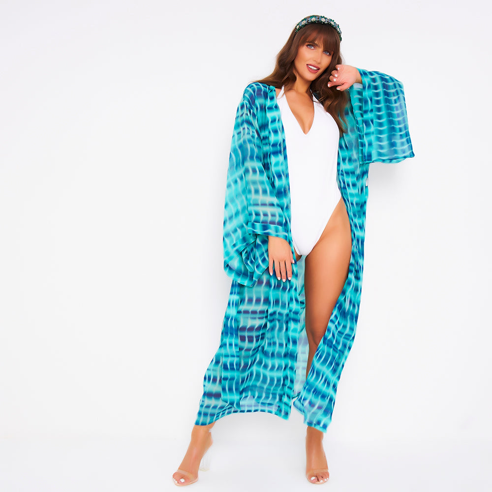 Kitten Beachwear Niko Maxi Kimono in Tie Dye