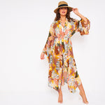 Kitten Beachwear Niko Maxi Kimono in Leopard Palm