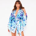 Kitten Beachwear Rin Kimono Jacket in Blue Flowers