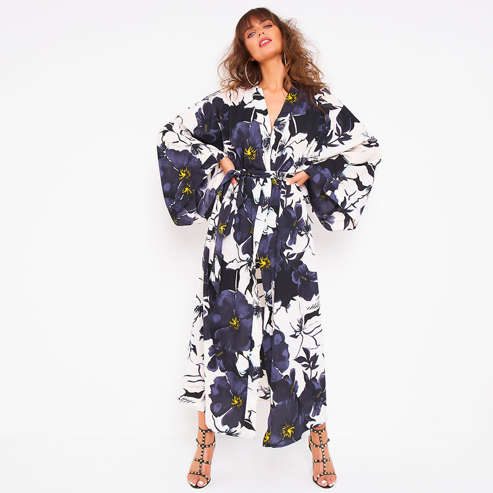 Kitten Beachwear Niko Maxi Kimono in Bloom