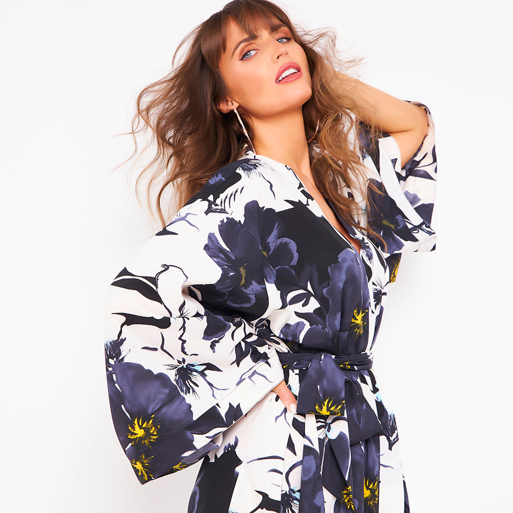 Kitten Beachwear Niko Maxi Kimono in Bloom