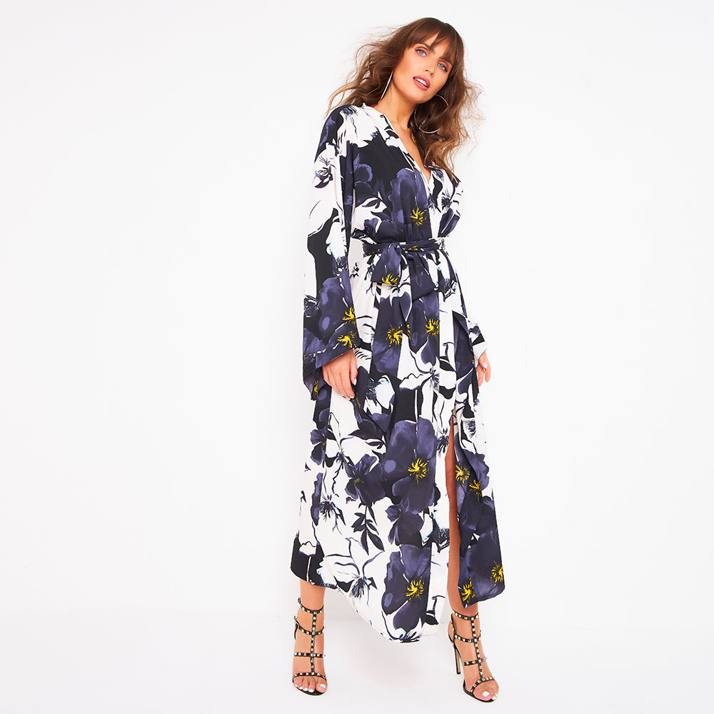 Kitten Beachwear Niko Maxi Kimono in Bloom