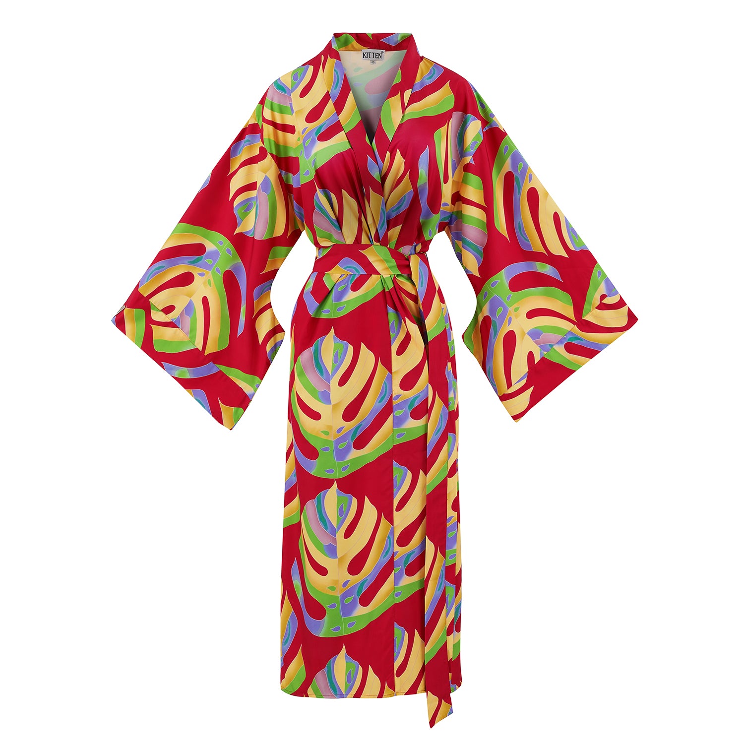 Niko Kimono in Red Palm Leaf