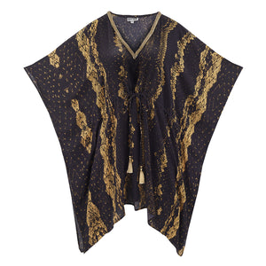 Selina Black Python Knee Caftan