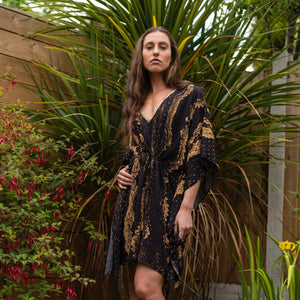 Selina Black Python Knee Caftan