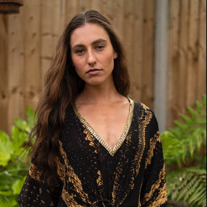 Selina Black Python Knee Kaftan