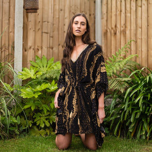 Selina Black Python Knee Caftan