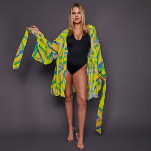 Niko Kimono in Yellow Palm