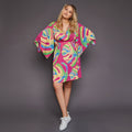 Roma Kimono Dress in Pink Palm