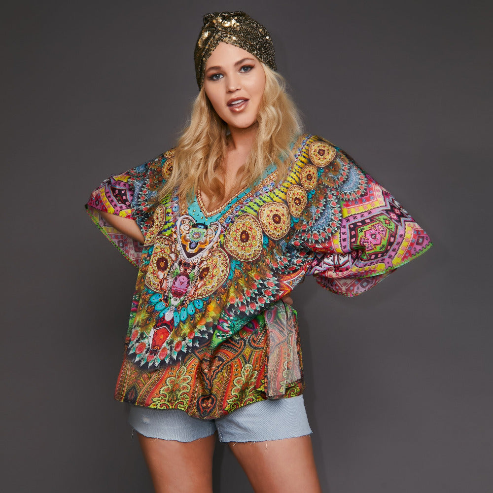 Kitten Beachwear Palolem Multicoloured Kaftan Top