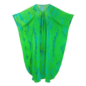 Kaa Tassel Maxi Kaftan in Lime Python