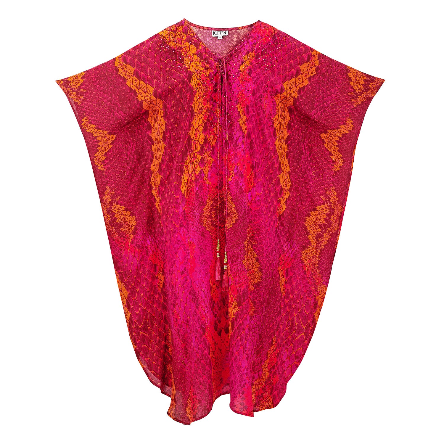 Kaa Maxi Tassel Kaftan in Raspberry Python