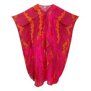 Kaa Maxi Tassel Kaftan in Raspberry Python