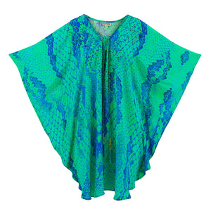 Kaa Tassel Kaftan in Turquoise Python