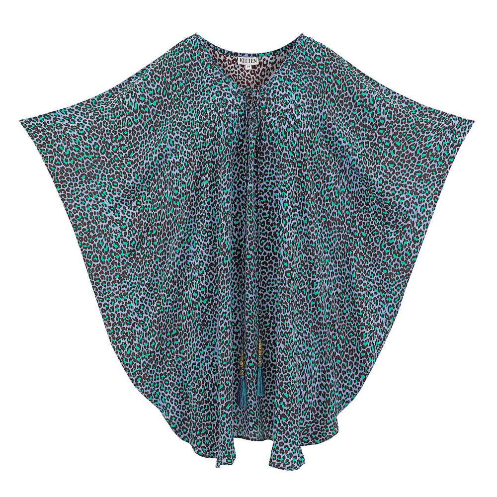 Kitten Beachwear Arya Kaftan in Blue Leopard