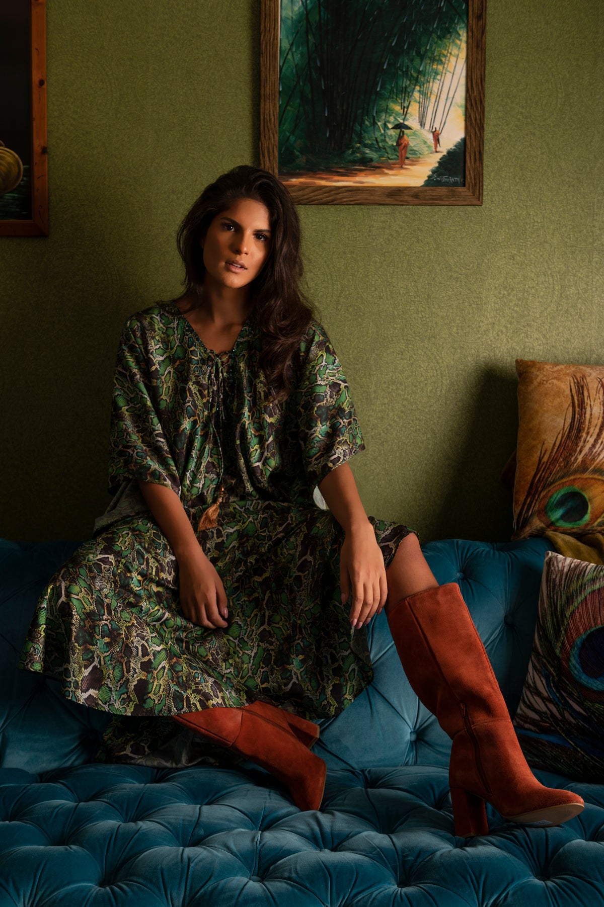 Camille Sand Lizard Kaftan