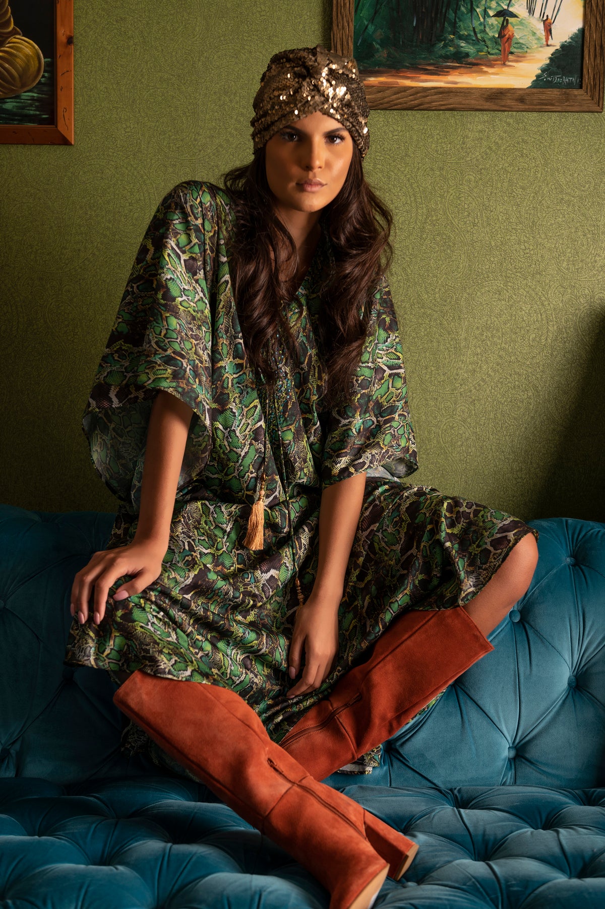 Camille Sand Lizard Kaftan