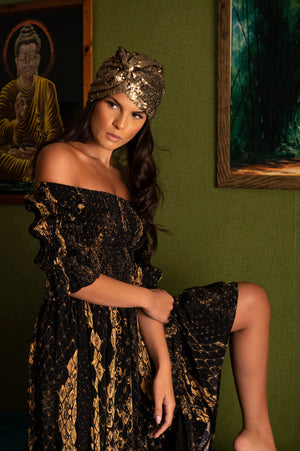 Valentina Black Python Dress
