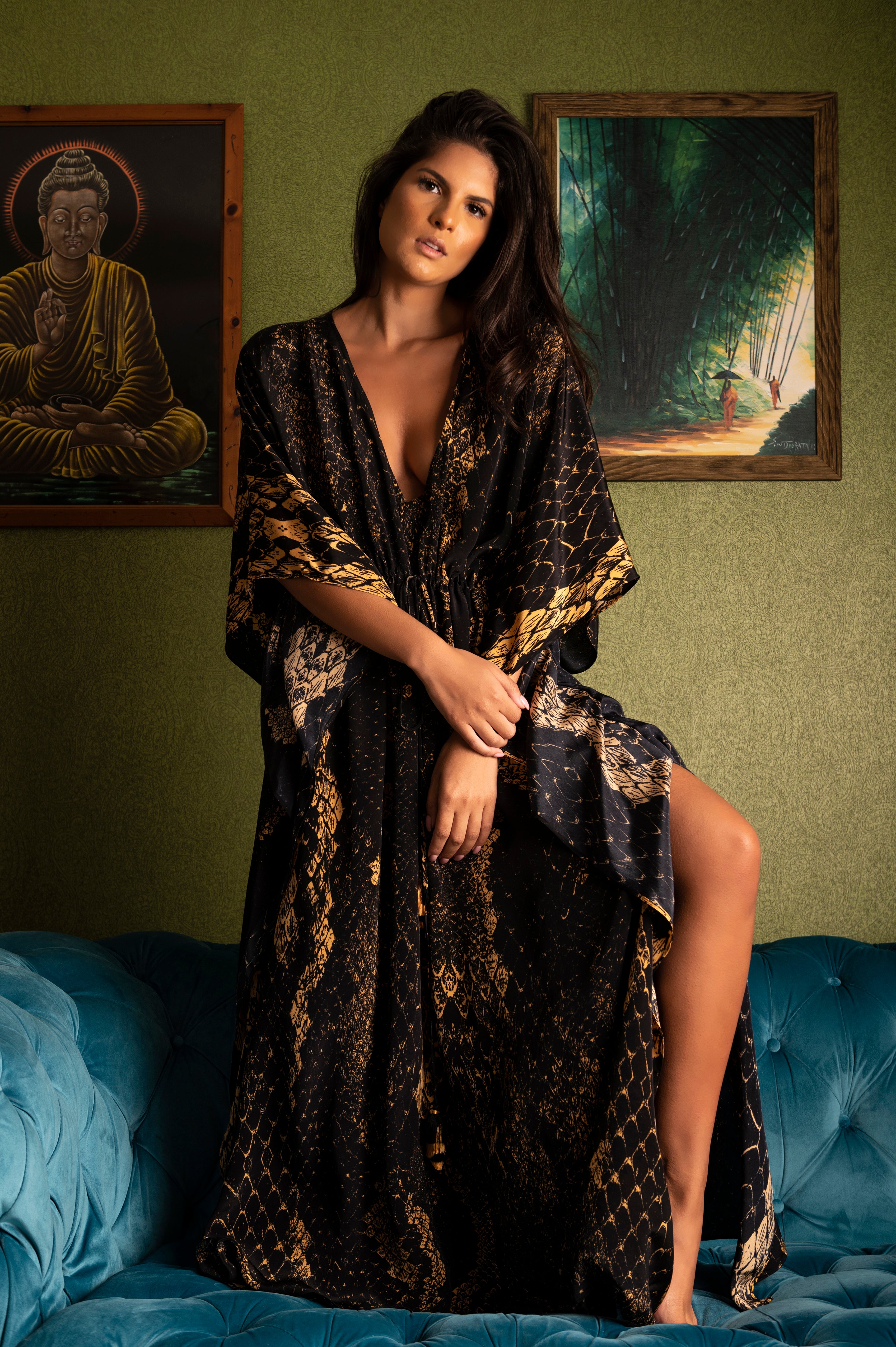 Selina Black Python Kaftan